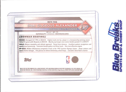 2025 Bowman Chrome Sapphire - Shai Gilgeous-Alexander - Oklahoma Thunder - Basketball - #BCV-106 - drop