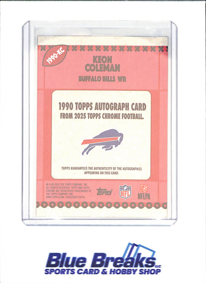 2025 Topps Chrome Sapphire - Keon Coleman - 1990 Topps Autograph - 5/5 - Buffalo Bills - Football - #1990-KC - drop