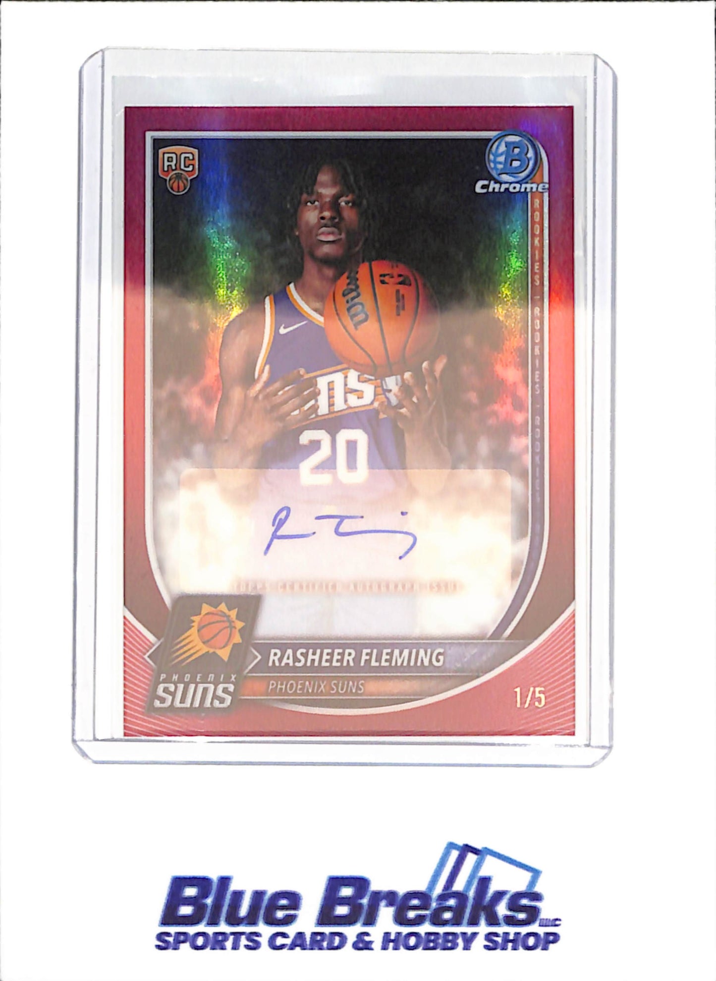 2025 Bowman Chrome - Rasheer Fleming - True Red  Autograph - 1/5 - RC - Phoenix Suns - Basketball - #BCA-RF - drop