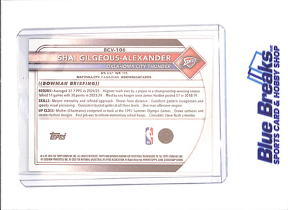 2025 Bowman Chrome Sapphire - Shai Gilgeous-Alexander - Oklahoma Thunder - Basketball - #BCV-106 - drop