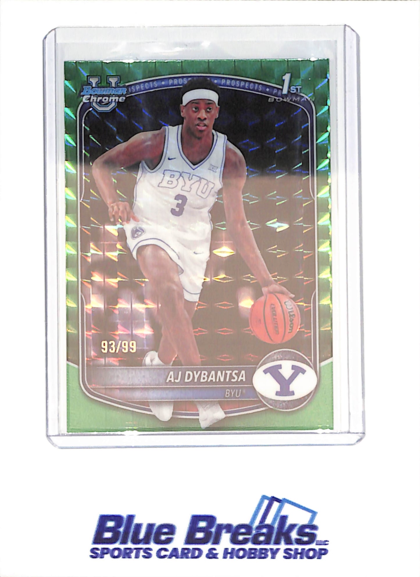 2025 Bowman U Chrome - AJ Dybantsa - 1st Bowman Green Geometric - 93/99 - BYU - Basketball - #BCP-1 - drop