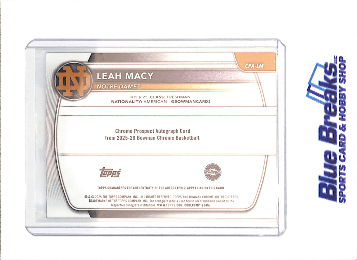 2025 Bowman U Chrome - Leah Macy - Red Geometric Autograph - 1/5 - Notre Dame - Basketball - #CPA-LM - drop