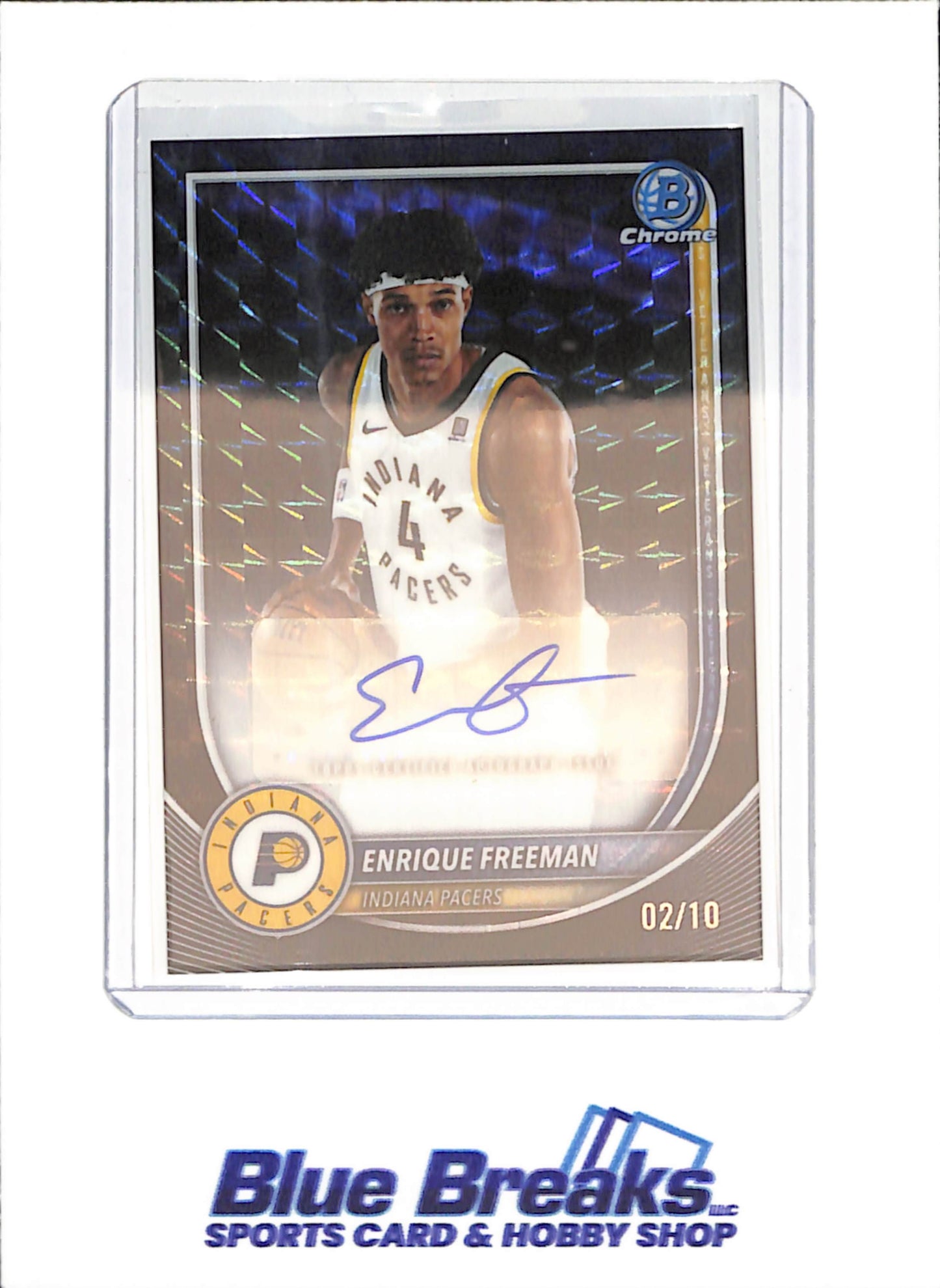 2025 Bowman Chrome - Enrique Freeman - Black Geometric Autograph - 2/10 - Indiana Pacers - Basketball - #BCA-EF - drop