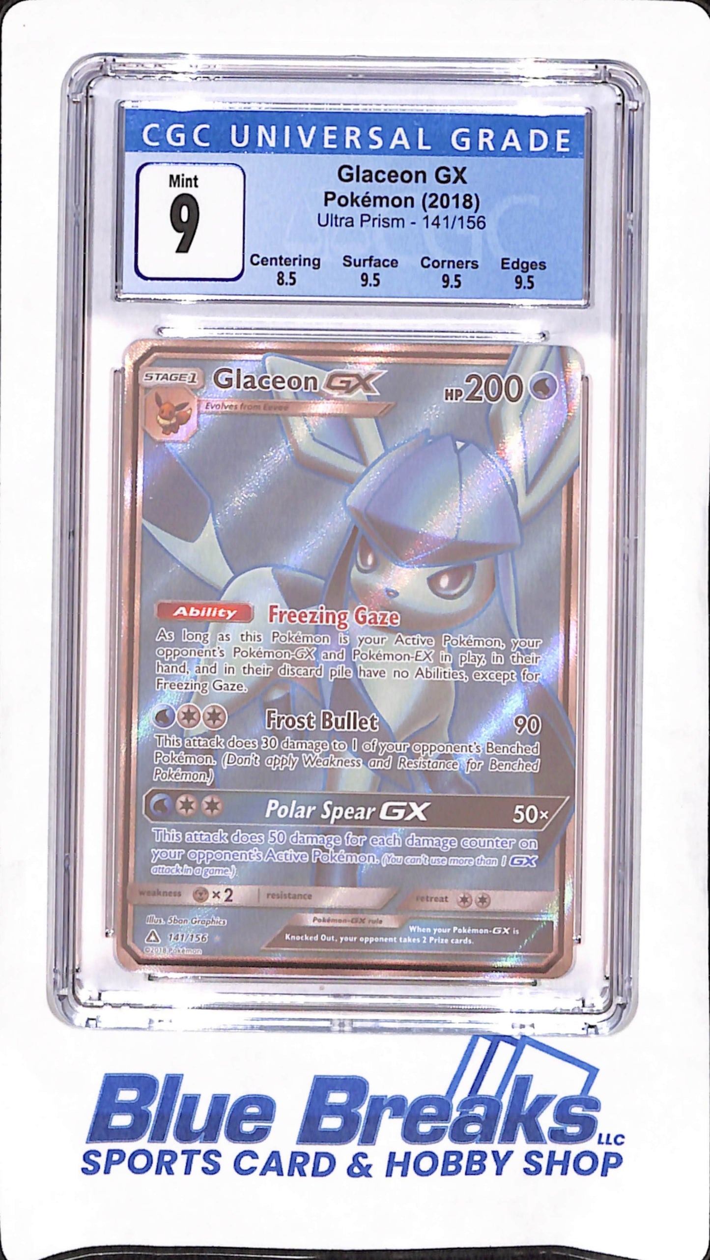 2018 Pokemon - Glaceon - Ultra Prism - CGC Mint 9 = #141/156