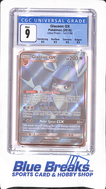 2018 Pokemon - Glaceon - Ultra Prism - CGC Mint 9 = #141/156