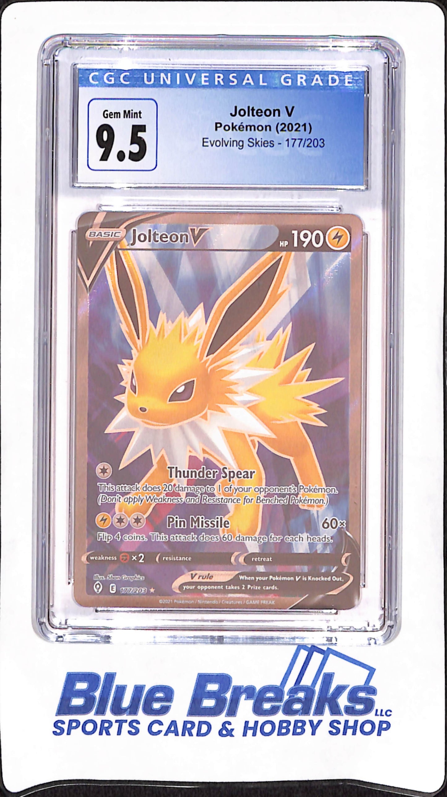 2021 Pokemon - Jolteon V - Evolving Skies - CGC Gem Mint 9.5 - #177/203