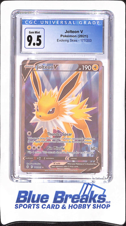 2021 Pokemon - Jolteon V - Evolving Skies - CGC Gem Mint 9.5 - #177/203