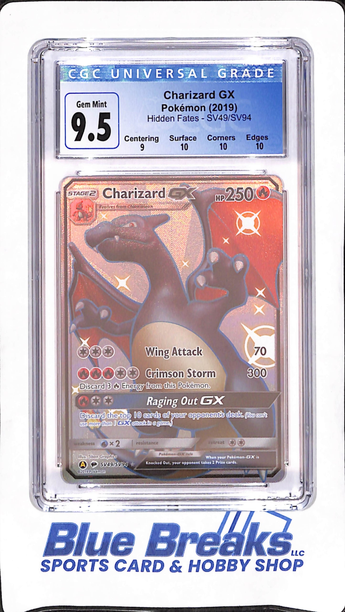 2019 Pokemon - Charizard GX - Hidden Fates - CGC Gem Mint 9.5 - #SV49/94