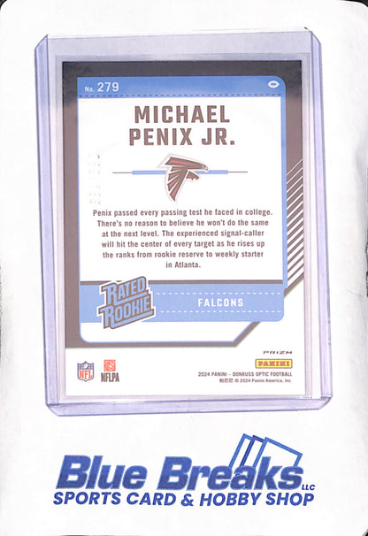 2024 Panini Donruss Optic - Michael Penix Jr - Blue Rated Rookie - 89/199 - Atlanta Falcons - #279