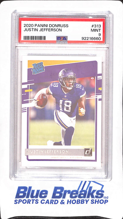 2020 Panini Donruss - Justin Jefferson - Rated Rookie - PSA Mint 9 - Minnesota Vikings - Football - #313
