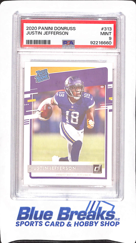 2020 Panini Donruss - Justin Jefferson - Rated Rookie - PSA Mint 9 - Minnesota Vikings - Football - #313