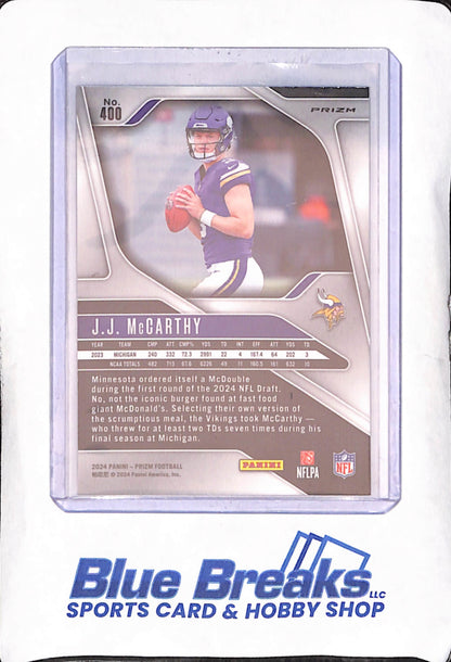 2024 Panini Prizm - JJ McCarthy - Green Wave Rookie - Minnesota Vikings - Football - #400