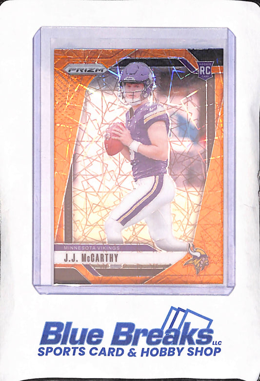 2024 Panini Prizm - JJ McCarthy - Orange Lazer RC - Minnesota Vikings - Football - #400
