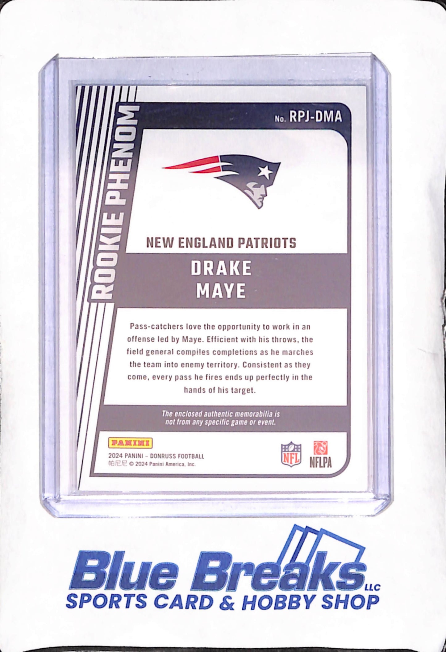 2024 Panini Donruss - Drake Maye - Rookie Phenom Relic - New England Patriots - Football - #RPJ-DMA