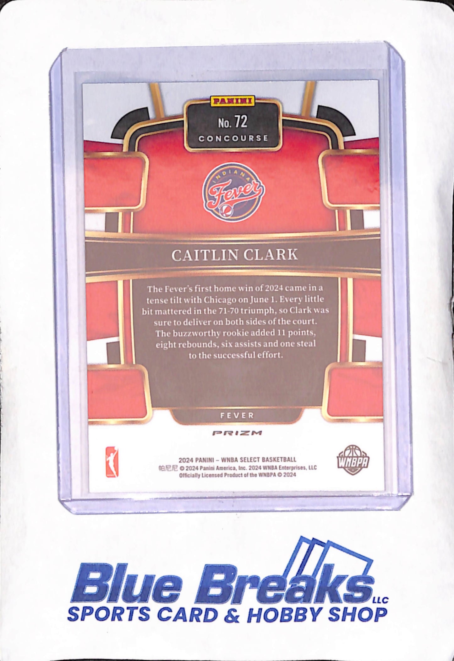 2024 Panini Prizm WNBA Select - Caitlin Clark - Silver Flash Prizm Concourse - RC - Indiana Fever - Basketball - #72