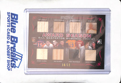 2014 Leaf In The Game StickWork - Award Season - Bill Masterson Memorial Trophy - Jean Ratelle - Henri Richard - Butch Goring - Brad Park - Bobby Clarke - Rod Gilbert - Lenny McDonald - Mario Lemieux - Relic - Hockey - 10/12 - #AS-12