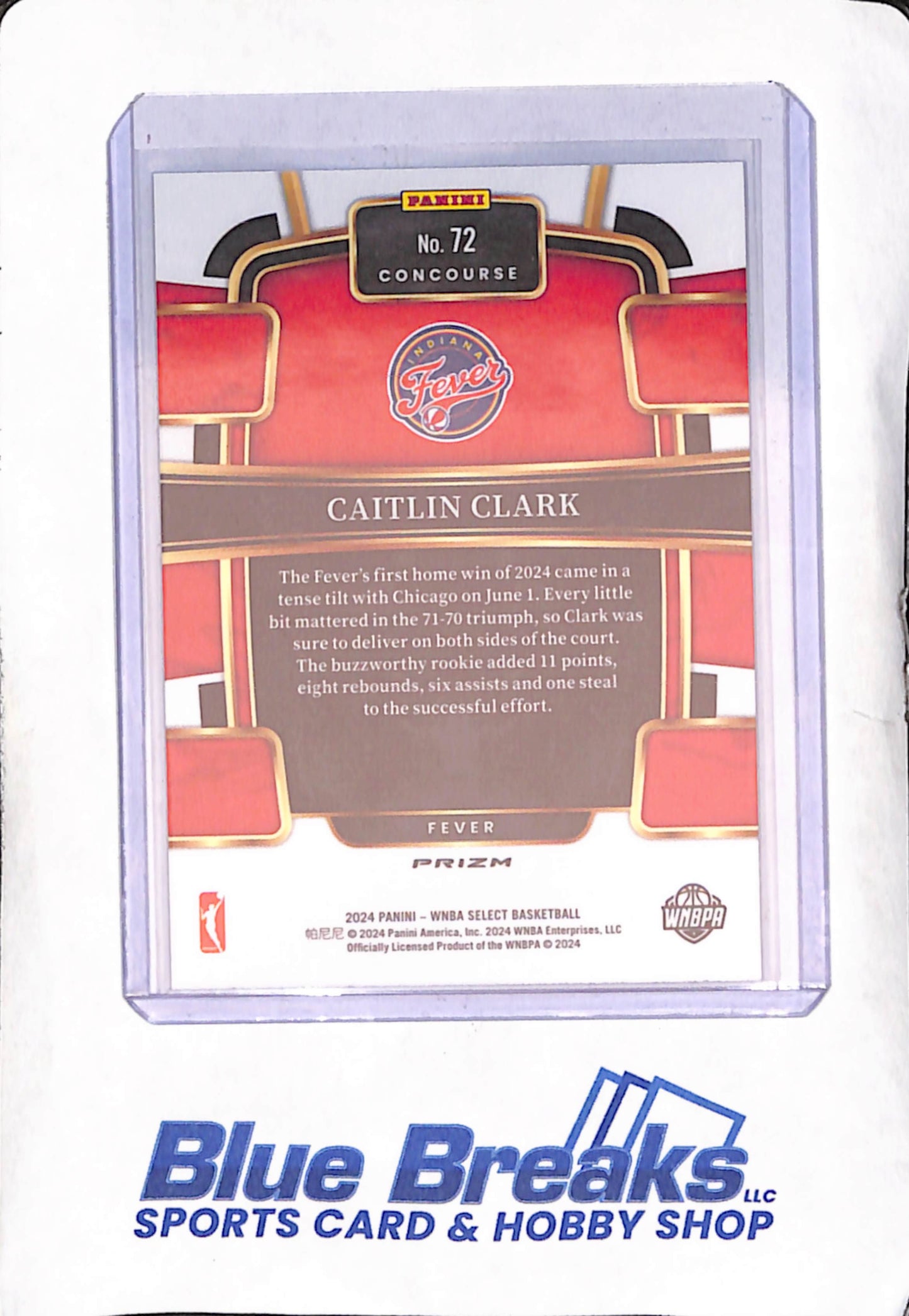 2024 Panini Select WNBA - Caitlin Clark - Silver Prizm Concourse - RC - Indiana Fever - Basketball - #72