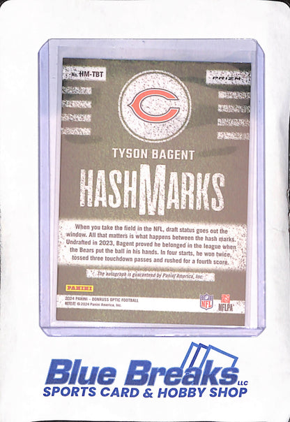 2024 Panini Donruss Optic - Tyson Bagent - Hash Marks Prizm Autograph  - Chicago Bears - Football - #HM-TBT