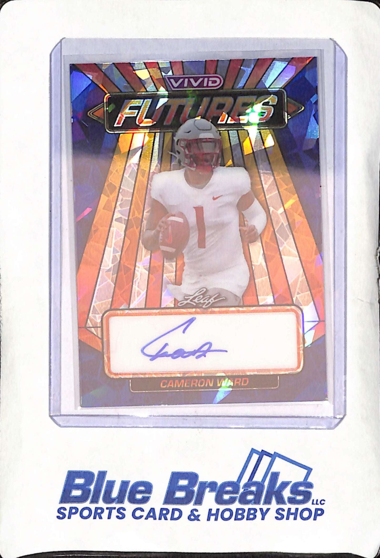 2024 Leaf Vivid - Cameron Ward - Futures Autograph - 7/7 - Tennessee Titans - Football - 7/7 - #VF-CW1