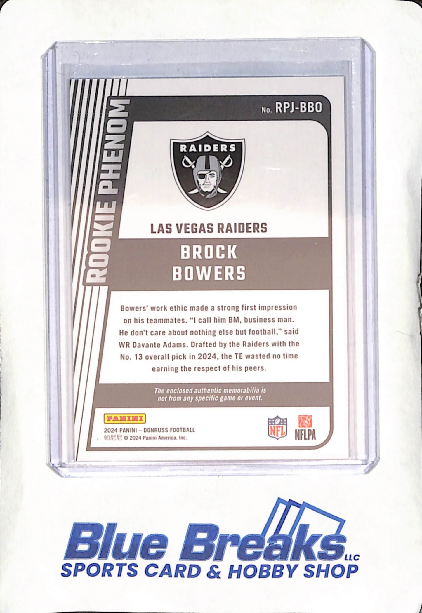 2024 Donruss - Brock Bowers - Rookie Phenom - Las Vegas Raiders - Football - Relic - #RPJ-BBQ