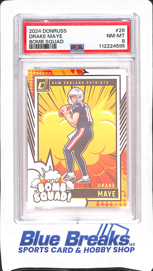 2024 Panini Donruss - Drake Maye - Bomb Squad - New England Patriots - Football - PSA NM-MT 8 - #28