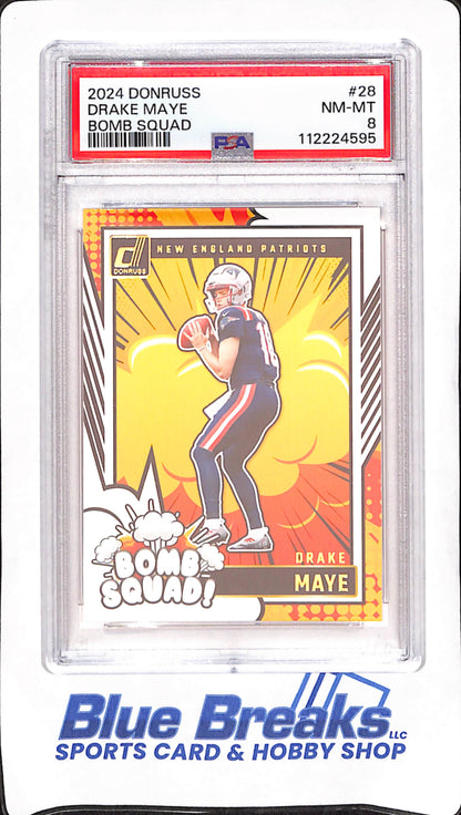 2024 Panini Donruss - Drake Maye - Bomb Squad - New England Patriots - Football - PSA NM-MT 8 - #28