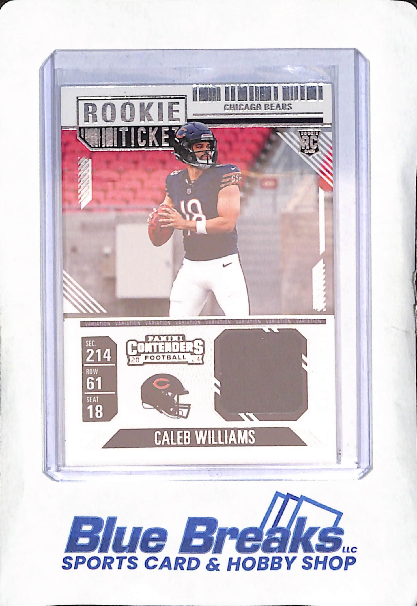 2024 Panini Contenders - Caleb Williams - Rookie Ticket Relic - Chicago Bears - Football - #RTS-CWS