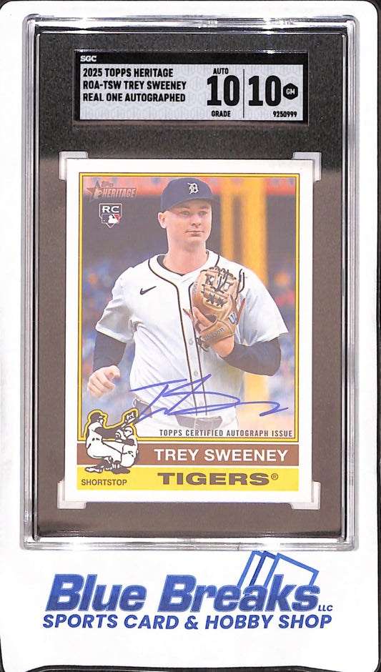 2025 Topps Heritage - Trey Sweeney - Autograph RC - Detroit Tigers - Baseball - SGC 10/10 - #ROA-TSW