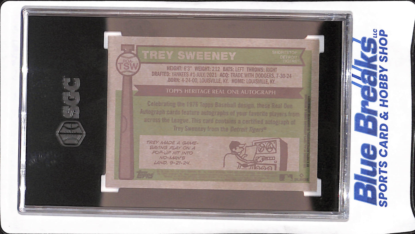 2025 Topps Heritage - Trey Sweeney - Autograph RC - Detroit Tigers - Baseball - SGC 10/10 - #ROA-TSW