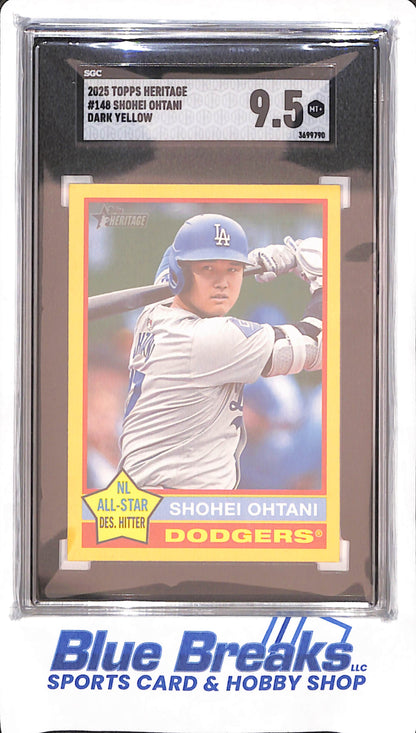 2025 Topps Heritage - Shohei Ohtani - Dark Yellow - Los Angeles Dodgers - SGC 9.5 - Baseball - #148
