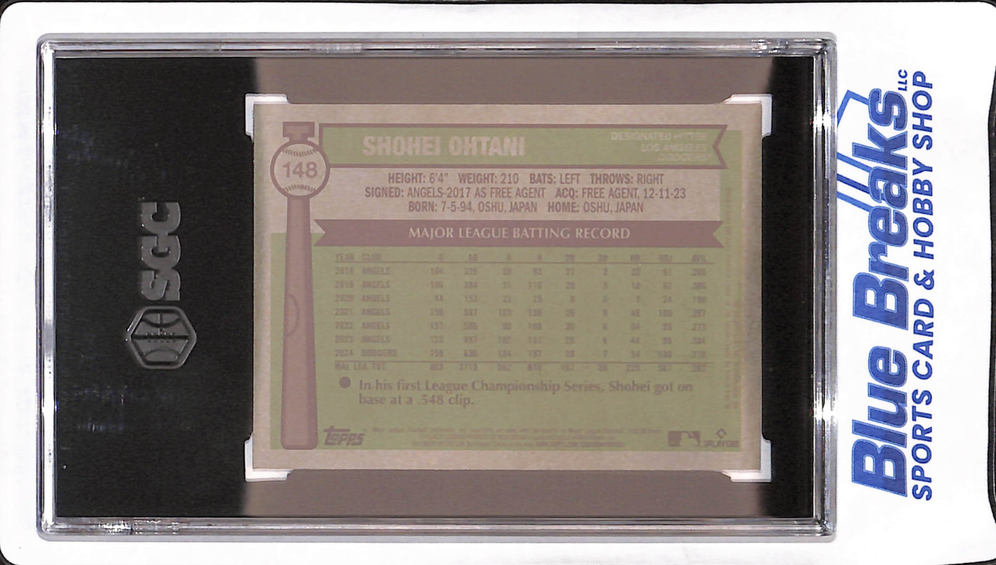 2025 Topps Heritage - Shohei Ohtani - Light Blue Sparkle Chrome Refractor - Los Angeles Dodgers - Baseball - SGC 10 - #148