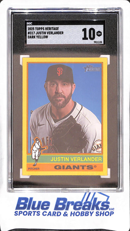 2025 Topps Heritage - Justin Verlander - Dark Yellow - San Francisco Giants - Baseball - SGC 10 - #317