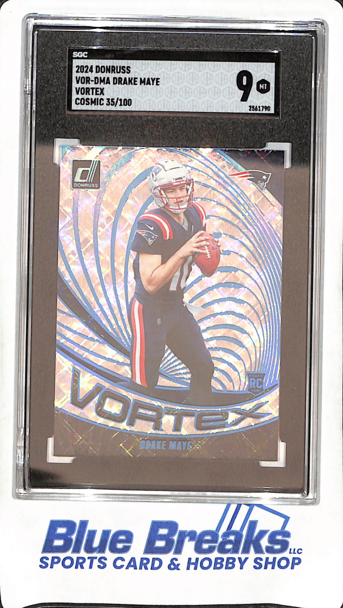 2024 Donruss - Drake Maye - Cosmic Vortex RC - New England Patriots - Football - 35/100 - SGC 9 - #VOR-DMA