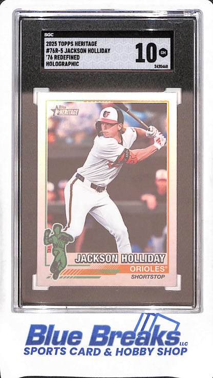 2025 Topps Heritage - Jackson Holliday - '76 Redefined Holographic - Baltimore Orioles - Baseball - SGC 10 - #76R-5