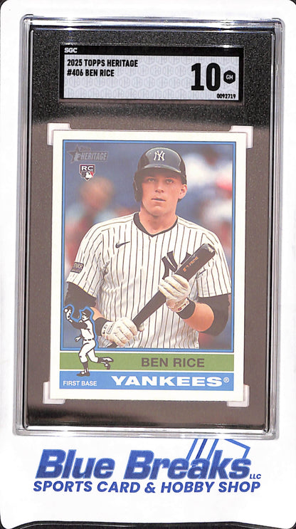 2025 Topps Heritage - Ben Rice - RC - New York Yankees - Baseball - SGC 10 - #406