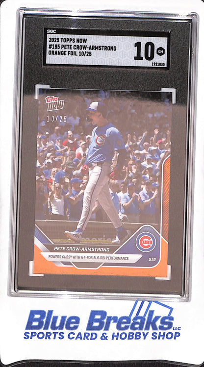 2025 Topps Now - Pete Crow-Armstrong - Orange Foil - Chicago Cubs - Baseball - 10/25 - SGC 10 - #185