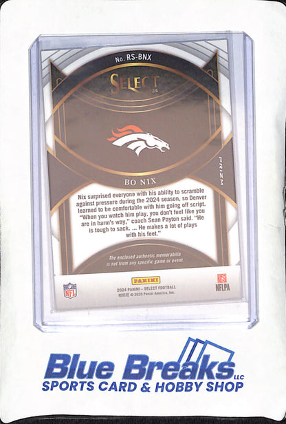 2024 Panini Select - Bo Nix - Rookie Swatches Relic - Denver Broncos - Football - #RS-BNX