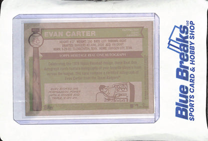 2025 Topps Heritage - Evan Carter - Autograph - Texas Rangers - Baseball - #ROA-EC