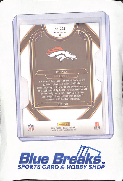 2024 Select - Bo Nix - Concourse Die-cut RC - Denver Broncos - Football - #221