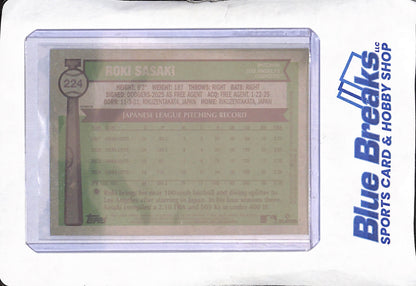 2025 Topps Heritage - Roki Sasaki - Chrome Refractor RC - Los Angeles Dodgers - Baseball - #224