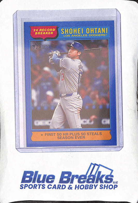 2024 Topps Heritage - Shohei Ohtani - Record Breakers Blue - Los Angeles Dodgers - Baseball - #1