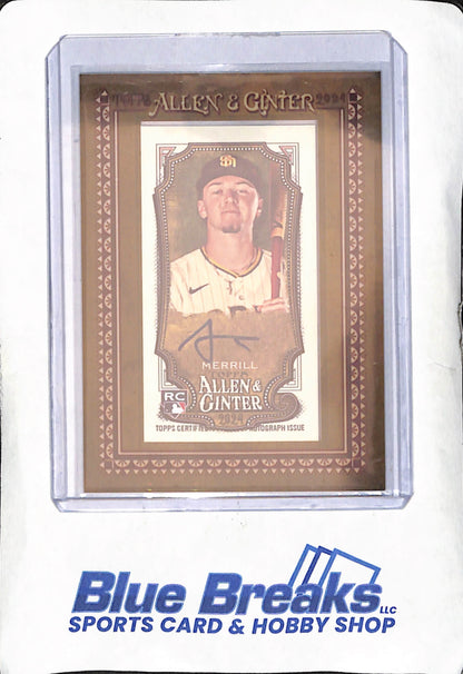 2024 Topps Allen & Ginter - Jackson Merrill - Mini Framed RC Autograph - San Diego Padres - Baseball - #MA-JME