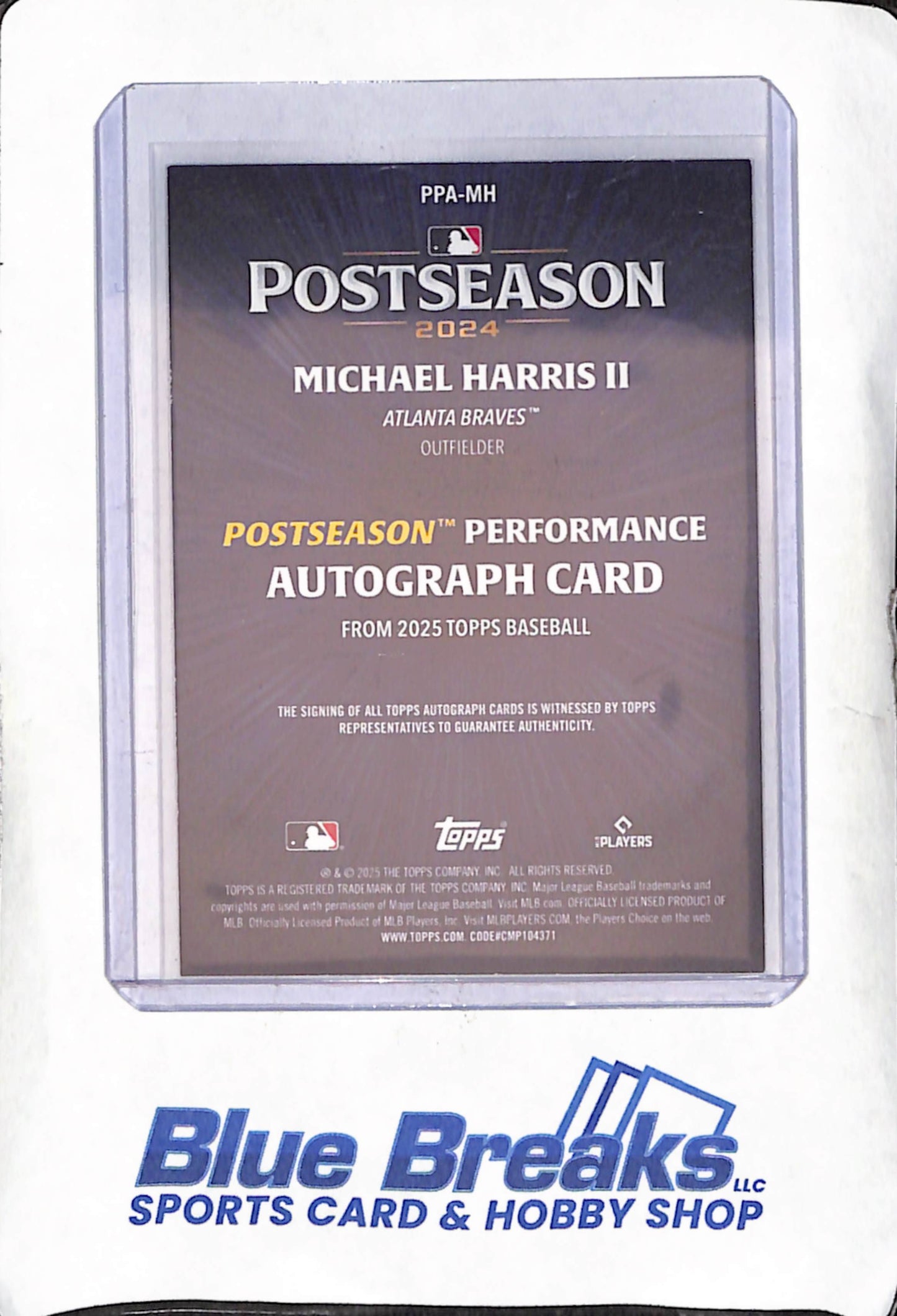 2025 Topps - Michael Harris II - PostSeason Performance Autograph - 3/5 - Atlanta Braves - Baseball - #PPA-MH