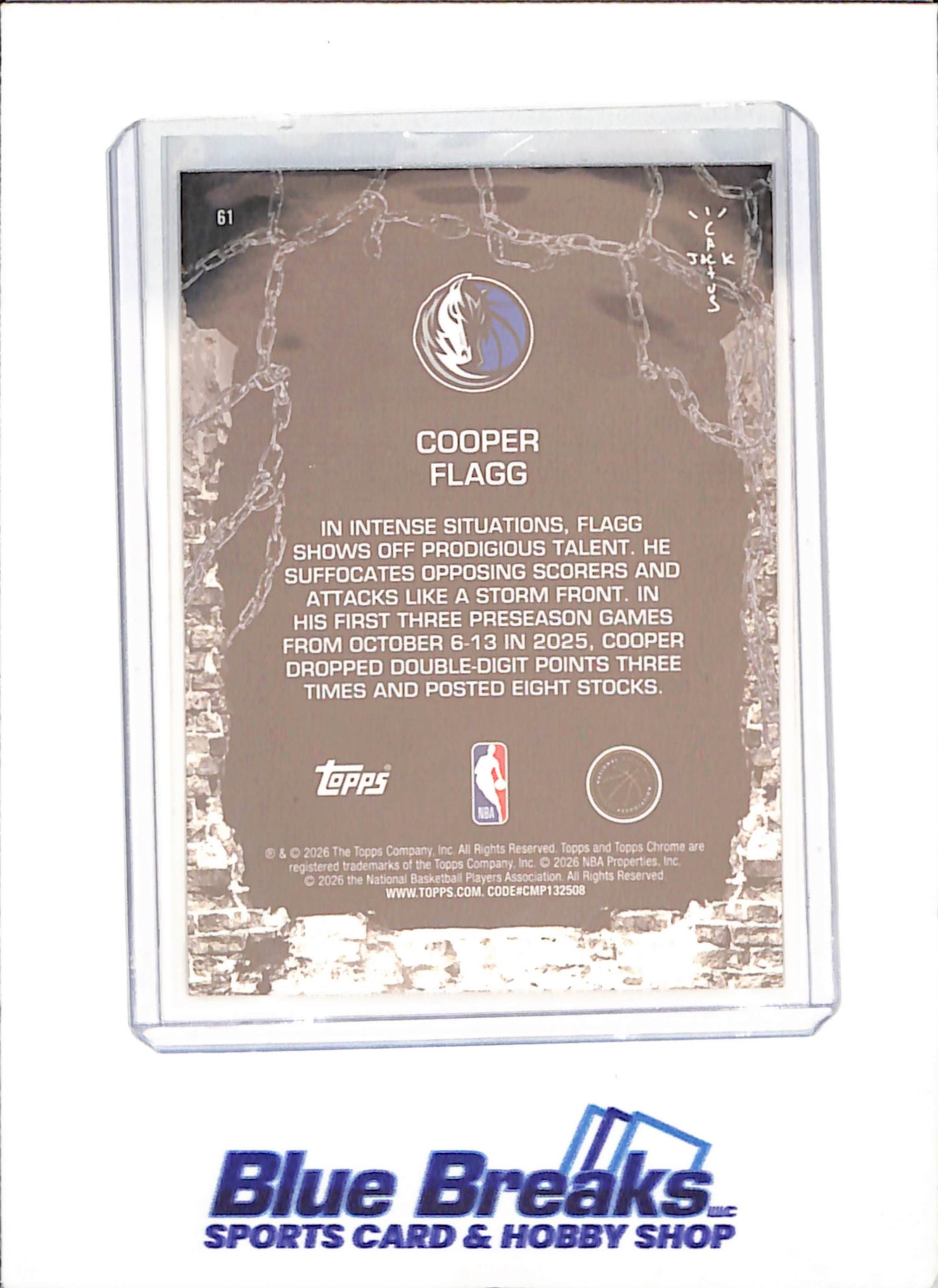 2026 Topp Cactus Jack - Cooper Flagg - RC - Dallas Mavericks - Basketball - #61