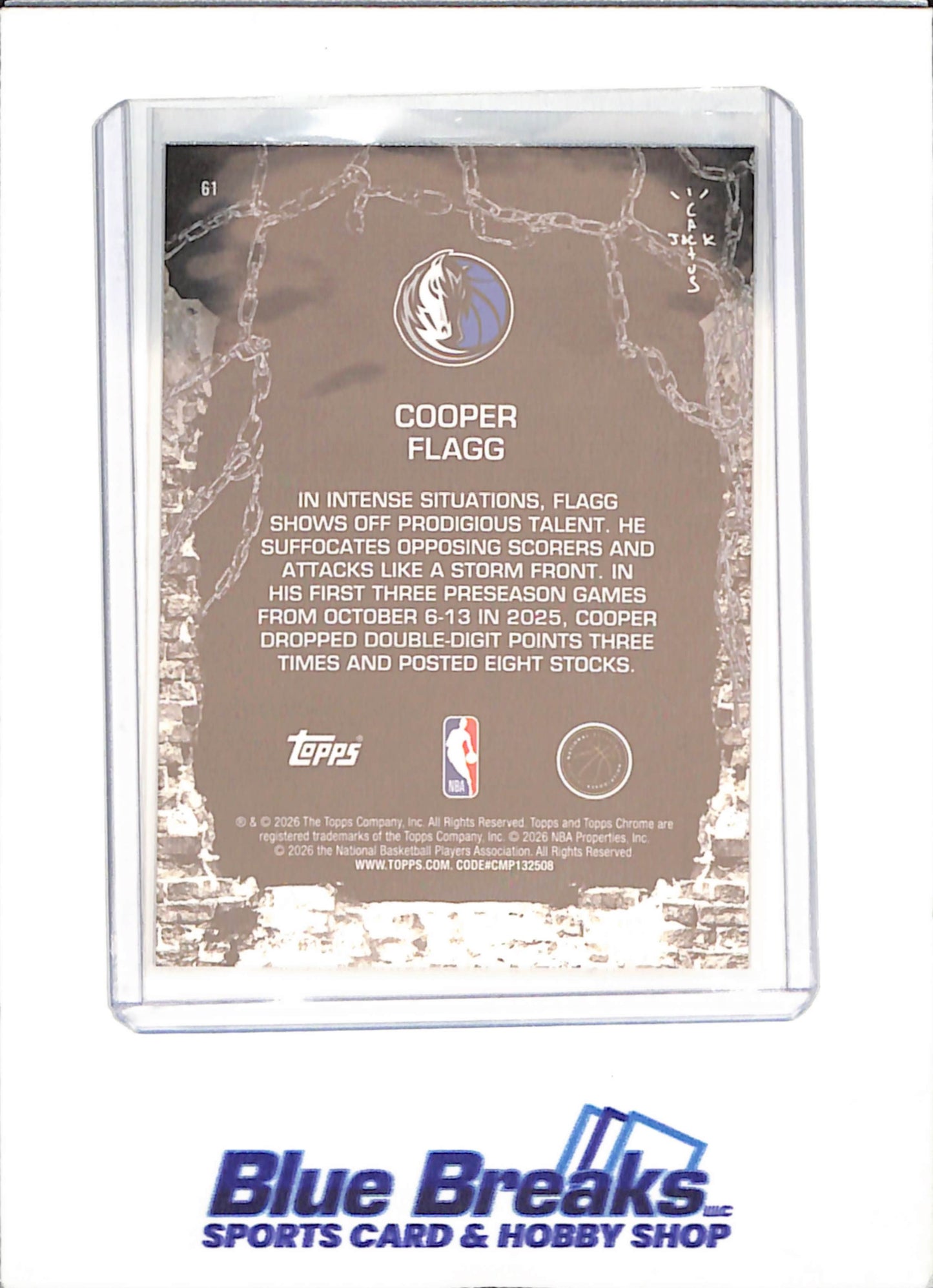 2026 Topp Cactus Jack - Cooper Flagg - RC - Dallas Mavericks - Basketball - #61