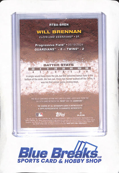 2025  Topps - Will Brennan - Autograph Relic - 2/50 - Cleveland Guardians - Baseball - #RTBA-BREN