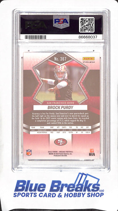 2022 Panini Mosaic - Brock Purdy - Reactive Orange RC - San Francisco Giants - Football - PSA 9 - #367