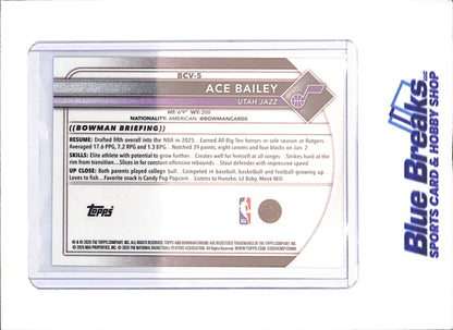 2025-26 Bowman Chrome Sapphire - Ace Bailey - RC - Utah Jazz - Basketball - #BCV-5