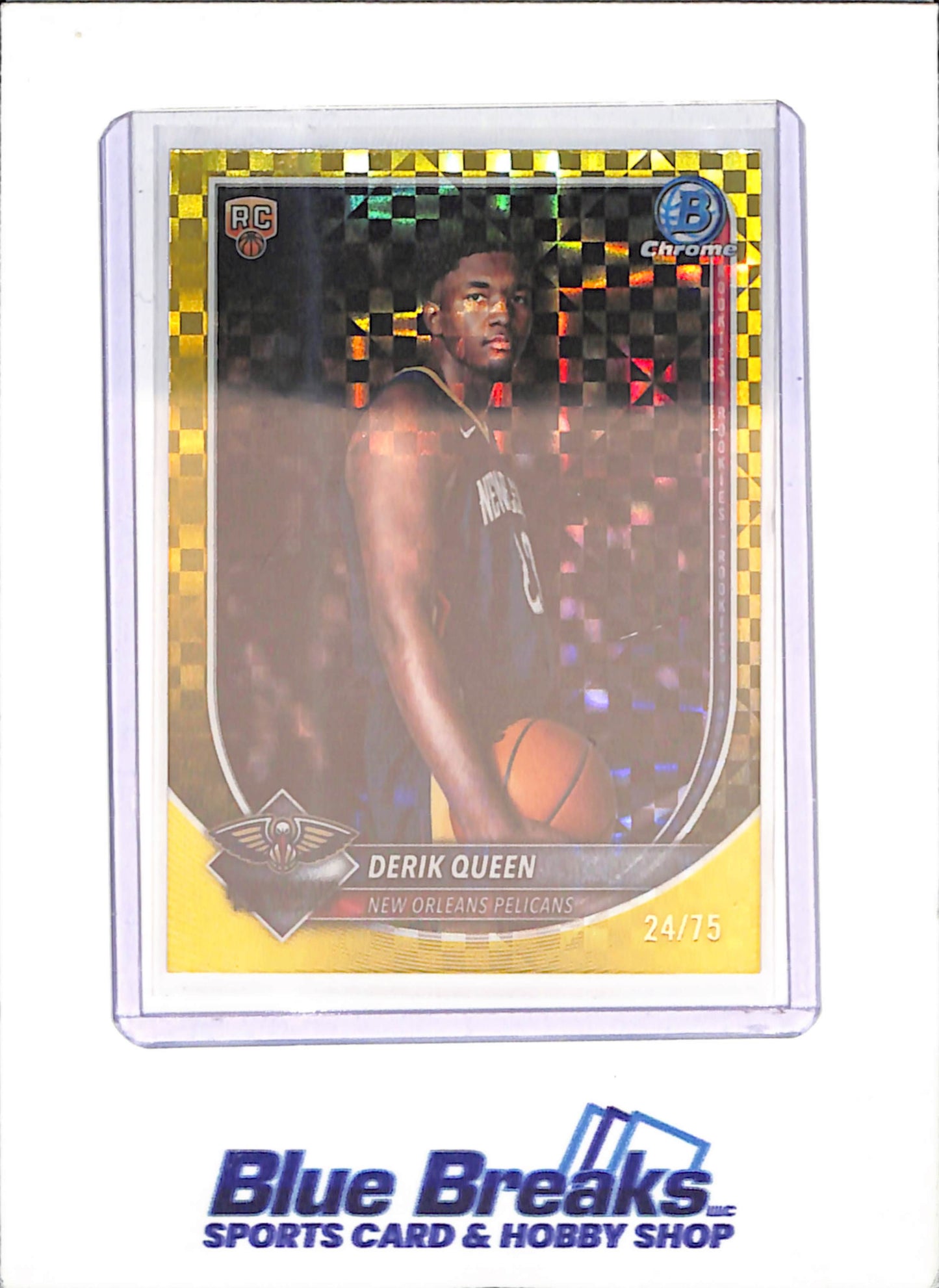 2025-26 Bowman Chrome - Derik Queen - Gold X-fractor - 24/75 - RC - New Orleans Pelicans - Basketball - #BCV-13
