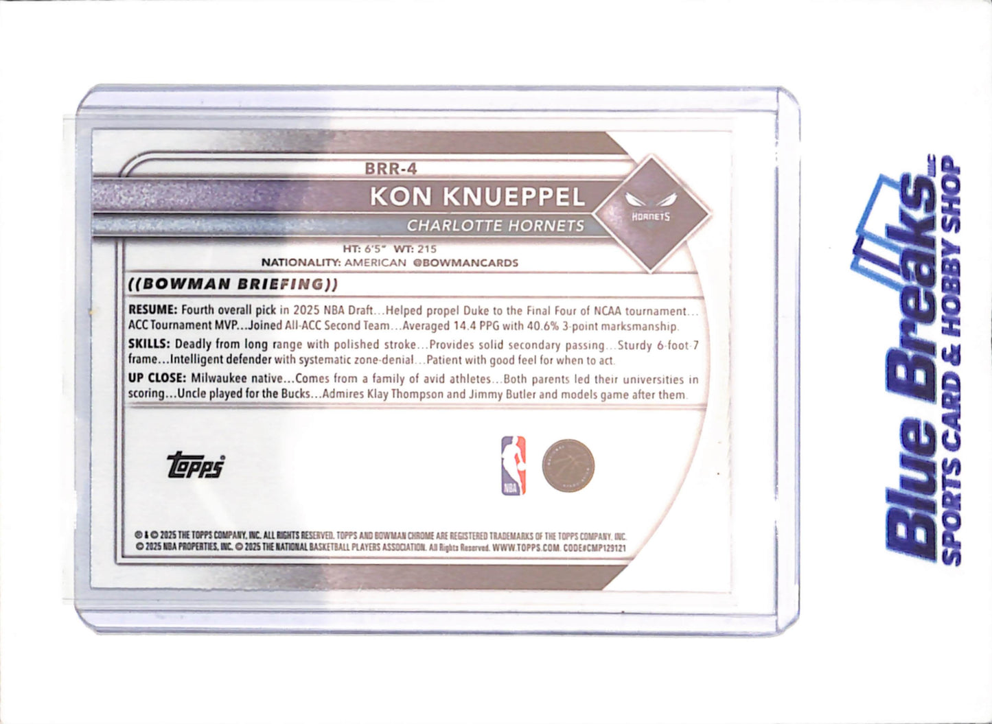 2025-26 Bowman Chrome - Kon Knuppel - Red RC - Charlotte Hornets - Basketball - #BRR-4